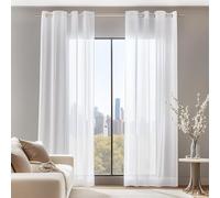 Deconovo Lot de 2 Voilages Semi-Transparents Décoratifs pour Chambre à Coucher, 140 x 245 cm (Largeur x Longueur), Blanc