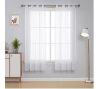 Deconovo Lot de 2 Rideaux Voilages Souples à Oeillets pour Décoration Interieur 140x175cm Blanc