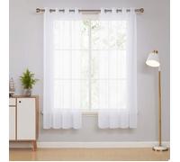 Deconovo Lot de 2 Voilage Blanc à Oeillets Rideaux Enfants Voile Fenetre 140x180cm