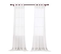 Deconovo Lot de 2 Voilages Blancs Super Doux Rideau en Voile à Oeillet 140x260cm