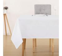 Deconovo Nappe Decoration Rectangulaire Déperlante Lavable Soft Blanc | 130x160 cm, 1 pièce, Nappe De Table Anti Tache Soft, Tissu Effet Lin, Décoration, pour Table Exterieur, Jardin et Cuisine