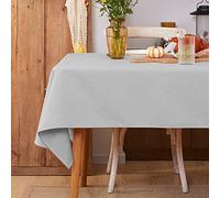 Deconovo Nappe en Lin imperméable Nappe Lavable, 130x130 cm, Gris Clair, 1 pièce