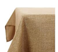 Deconovo Nappe Exterieur Déperlante Effet Lin Lavable Jaune Ocre | 140x240 cm, 1 pièce, Nappe Rectangulaire Anti Tache, Nappe De Table, Tissu Effet Lin, Décoration, pour Jardin et Pique Nique