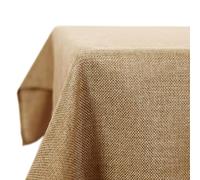 Deconovo Nappe Rectangulaire 137x274cm Imperméable Effet Lin pour Table Rectangle Salle à Manger Cuisine Mariage Fête, Jaune brique