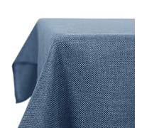 Deconovo Nappe Rectangulaire Anti Tache Effet Lin 140x240 cm, Imperméable Lavable, Nappe Extérieur pour Table Jardin, Salle à Manger, Cuisine, Mariage, Fête, Bleu