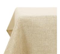 Deconovo Nappe Rectangulaire Anti Tache Effet Lin 150x300 cm, Imperméable Lavable, Nappe Extérieur pour Table Jardin, Salle à Manger, Cuisine, Mariage, Fête, Lin Beige