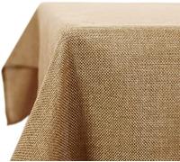Deconovo - Nappe rectangulaire en faux lin résistante à l'eau pour salle à manger, 130 x 130 cm, marron doré