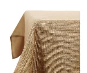 Deconovo - Nappe rectangulaire en faux lin, résistante à l'eau, pour salle à manger, 132 x 178 cm, marron doré