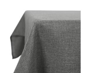 Deconovo Nappe Rectangulaire Tissu Effet Lin Déperlante Gris Foncé | 130x280 cm, 1 pièce, Nappe Exterieur Anti Tache et Lavable, Décoration, pour Table, Jardin, Terrasse, Cuisine et Pique Nique