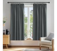 Deconovo Paire de Rideaux occultants plissés et Passants 168×138 Gris Foncé