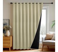 Deconovo Rideau 100% occultant， Opaques à œillets, Rideaux isolants Thermiques pour Salon, Thermique et phonique, 300x260 CM(Largeur x Hauteur, Beige Clair, Lot de 1