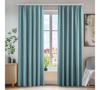 Deconovo Rideau Galon Fronceur Occultant Isolant Thermique Maison Bleu Ciel | 2 Panneaux, L140 x H175 cm, Protection contre le froid et le bruit pour salon, chambre, fenêtre et intérieur maison moderne.