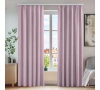 Deconovo Rideau Galon Fronceur Occultant Isolant Thermique Maison Rose Pâle | 2 Panneaux, L140 x H245 cm, Protection contre le froid et le bruit pour salon, chambre, fenêtre et intérieur maison moderne.