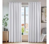 Deconovo Rideau Galon Fronceur Thermique pour Fenêtre Salon Blanc Pâle Gris