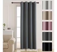 Deconovo Rideau Occultant Rideaux Thermique Acoustique Gris Clair | 1 panneaux, L 132 x H 214 cm, Avec Oeillets, Rideau Chambre, Separation de Piece, Anti Chaleur, Isolant, Phonique, Anti UV