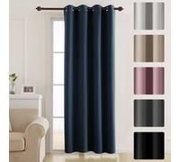Deconovo Rideaux Occultants Isolant Thermique Anti Froid, 132x214 CM (Largeur x Hauteur), Rideaux pour Chambre Gar?on, Design Moderne à Oeillets, Bleu Marine, 1Pièces