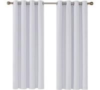 Deconovo Rideau Occultant à Oeillets 117x138cm Isolant Thermique Curtains for Kids Blanc Pâle Gris G