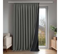 Deconovo Rideau Occultant Anti Froid Thermique Galon Fronceur Gris Clair | Lot de 1, L300 x H220 cm, Isolation Thermique, Tissu Opaque, Anti Chaleur, Rideau pour Rail, Salon, Chambre et Maison