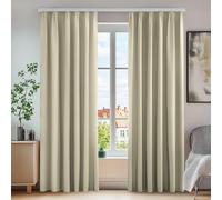 Deconovo Rideau Occultant Galon Fronceur 2 Lignes Salon Chambre Beige Foncé