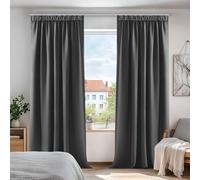 Deconovo Rideau Occultant Galon Fronceur pour Salon Chambre Gris Foncé