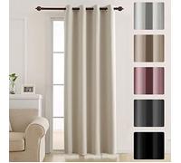 Deconovo Rideaux Occultants Isolant Thermique Anti Froid, 140x260 CM (Largeur x Hauteur), Rideaux pour Salon et Chambre, Design Moderne à Oeillets, Beige, 1Pièces