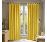 Deconovo Rideau Occultant Thermique Anti Chaleur à Passants Jaune Moutarde | Lot de 2, L140 X H290 cm, Rideau Fenêtre Chambre, Tissu Opaque, Prêt à Poser, Décoration Intérieure pour Salon et Maison