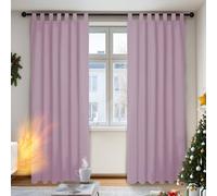 Deconovo Rideau Occultant Thermique Anti Chaleur à Passants Rose Pâle | Lot de 2, L140 X H175 cm, Rideau Fenêtre Chambre, Tissu Opaque, Prêt à Poser, Décoration Intérieure pour Salon et Maison