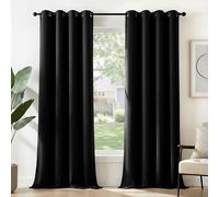 Deconovo Rideau Occultant Thermiques Anti Froid, 140L X 350H cm, Double Rideau Isolant Anti-Bruit, Économie d'Énergie, Idéal pour Chambre et Salon, Noir, 2 Pièces