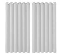 Deconovo Rideau Occultant Thermiques Anti Froid, Double Rideau Isolant Anti-Bruit, Économie d'Énergie, Idéal pour Chambre et Salon, 229X229 CM (Largeur X Hauteur), Blanc Pâle Gris, 2 Pièces