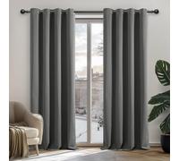 Deconovo Rideau Occultant Thermiques Anti Froid, Double Rideau Isolant Anti-Bruit, Économie d'Énergie, Idéal pour Chambre et Salon, 132X160 CM (Largeur X Hauteur), Gris Clair, 2 Pièces