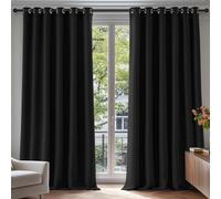 Deconovo Rideau Occultant Thermiques Anti Froid, Double Rideau Isolant Anti-Bruit, Économie d'Énergie, Idéal pour Chambre et Salon, 229X229 CM (Largeur X Hauteur), Noir, 2 Pièces