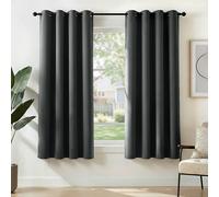Lot de 2 Rideaux Occultants Lourds Solides à Oeillets 140cm x 175cm Isolant Thermique Gris Foncé