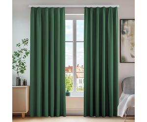 Deconovo Rideau Thermique Galon Fronceur pour Fenêtre Salon Vert Sapin | 2 Panneaux, L140 x H175 cm, Occultant isolant anti froid pour chambre, salle à manger, intérieur maison et confort quotidien.