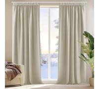 Deconovo Rideau Thermique Occultant Galon Fronceur Fenêtre Chamb Beige | 2 Panneaux , L140 x H175 cm , Anti froid et chaleur pour salon, intérieur maison, décoration élégante et confort au quotidien