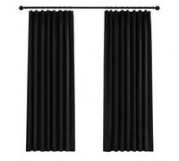 Deconovo Rideau Thermique Occultant Galon Fronceur Fenêtre Chamb Noir | 2 Panneaux , L140 x H175 cm , Anti froid et chaleur pour salon, intérieur maison, décoration élégante et confort au quotidien