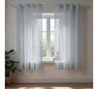 Deconovo Rideau Transparent VoilageIntérieur avec Oeillets Gris L140xH138cm | 2 Pièces Voile Transparent Fenêtre, Panneaux Intérieurs Décoratifs pour Chambre Adulte, Salon Moderne et Décoration Maison