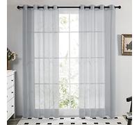 Deconovo Rideau Transparent VoilageIntérieur avec Oeillets Gris L140xH229cm | 2 Pièces Voile Transparent Fenêtre, Panneaux Intérieurs Décoratifs pour Chambre Adulte, Salon Moderne et Décoration Maison
