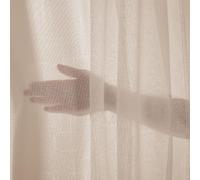 Deconovo Rideau Voilage avec Ruban Froncé Rideaux Voilage Transparent Rideau Voilage Aérien Transparent, 140x220cm (Largeur x Hauteur), Marron Clair, 2 Pièce