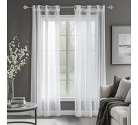 Deconovo Lot de 2 Voilages Aspect Lin à Oeillets pour Chambre 140x245cm Blanc
