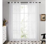 Deconovo Rideau Voilage Transparent Blanc à Oeillets L140 x H180cm | 2 Pièces Rideaux Transparents Élégants pour Fenêtre, Draperies Intérieurs pour Chambre, Salon Moderne et Décoration Maison