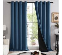Deconovo Rideaux 100% Occultant à Oeillets, Occultants Isolant Thermique, Rideaux Décoratifs 140×290 CM, Bleu Marine, 2 Pièces