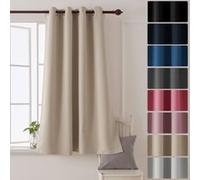 Deconovo Rideaux Occultants Isolant Thermique Anti Froid, 132x138 CM (Largeur x Hauteur), Rideaux pour Salon et Chambre, Design Moderne à Oeillets, Beige, 1Pièces
