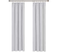 Deconovo Rideaux Occultant Isolants Thermiques Lot de 2 Rideaux Cuisine Occultant pour Chambre Cuisine Salon Blanc Pâle Gris