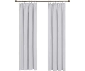 Deconovo Rideaux Occultant Isolants Thermiques Lot de 2 Rideaux Cuisine Occultant pour Chambre Cuisine Salon Blanc Pâle Gris