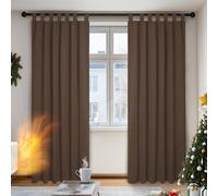 Deconovo Rideaux occultants avec Passants, Marron, Rideaux isolants Thermiques, prêts et prêts, pour fenêtre, Chambre à Coucher, 140x220 cm (l x H), Lot de 2