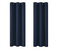 Deconovo Rideaux Occultants Isolant Thermique Anti Froid, Design Moderne à Oeillets, 107×138 CM, Bleu Marine, Rideaux pour Salon et Chambre, 2 Pièces