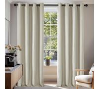 Deconovo Rideaux Occultants Isolant Thermique Anti Froid, Design Moderne à Oeillets, Rideaux pour Salon et Chambre, 140x260 CM (Largeur x Hauteur), Beige Clair, 2 Pièces