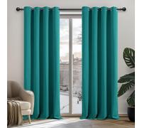 Lot de 2 Rideau Occultant Thermiques Fenetre Décoratif 140x280cm Rideaux Chambre Fille Turqoise Panneau à oillets Isolation pour Enfants Salon