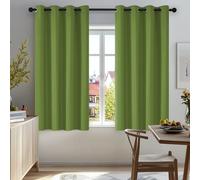 Deconovo Rideaux Occultants Isolant Thermique Anti Froid, Design Moderne à Oeillets, Rideaux pour Salon et Chambre, 117x138 CM (Largeur x Hauteur), Vert d'herbe, 2 Pièces
