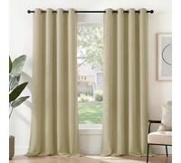 Deconovo Rideaux Occultants Isolant Thermique Anti Froid, Design Moderne à Oeillets, Rideaux pour Salon et Chambre, 117x229 CM (Largeur x Hauteur), Beige Foncé, 2 Pièces